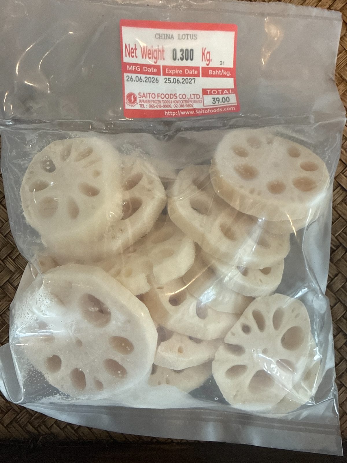 中国産 冷凍レンコン スライス 300g =LOTUS